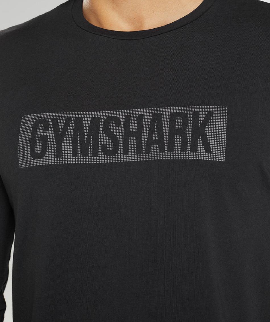 Long Sleeve Męskie Gymshark Block Czarne | PL 3637AHK